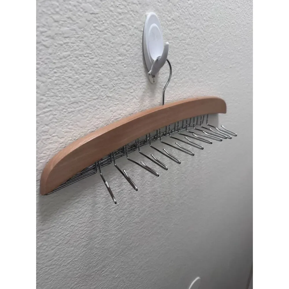 Wood and Steel Space Saving Hanger With Clips for Tank Tops, Ties, Belts